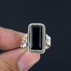 8X18 mm Natural Black Onyx Gemstone 925 Sterling Silver Handmade Baguette Shape Ring For Women & Girls