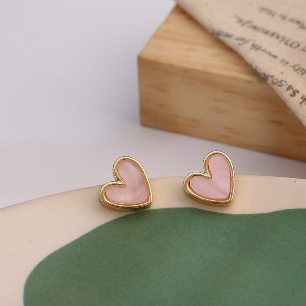 Sweet Heart Stud Fashion Earrings for Women Girl Cute Blue Pink Love Bling Glaze Earrings Aesthetic Designer Jewelry Party Gifts