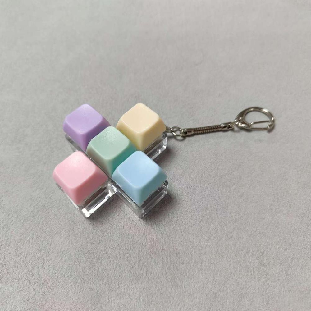 Macaron Keyboard Style Fidget Keychain Push Buttons Stress Relief Toy For Adults Kids Anti-Anxiety Sensory Toy Party Gift