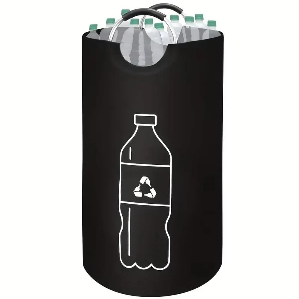 82L Empty Bottle Storage Basket With Aluminum Handle Folding Wastewater Bottle Collector Bag Large Capacity Garbage Bin