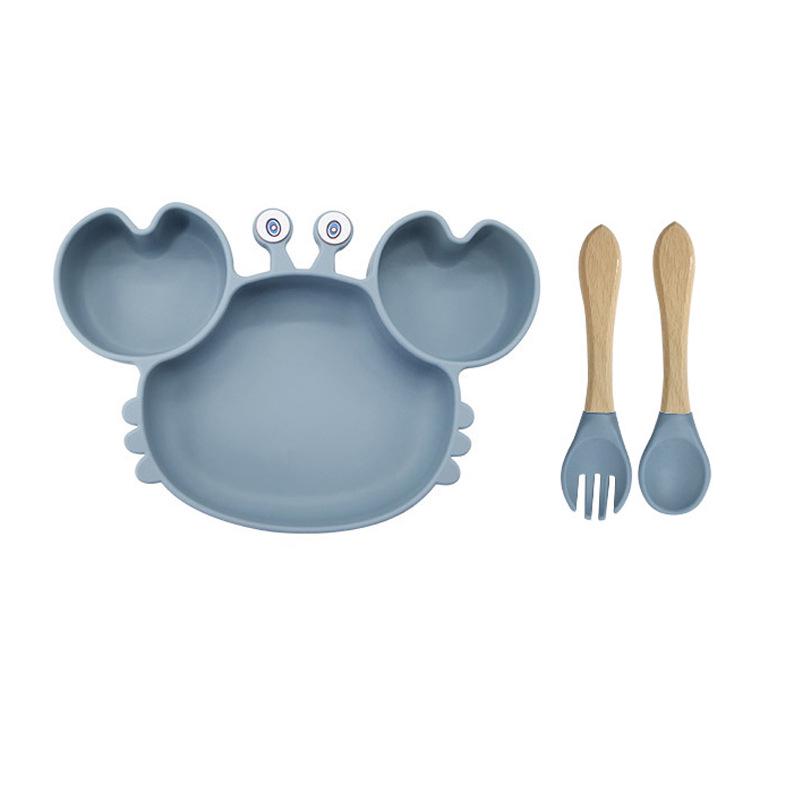 Baby Silicone Crab Plate & Bowl Set with Bib - Food-Grade Tableware