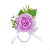 Braccialetto da polso con braccialetto di perle, fiore artificiale per damigelle d'onore,