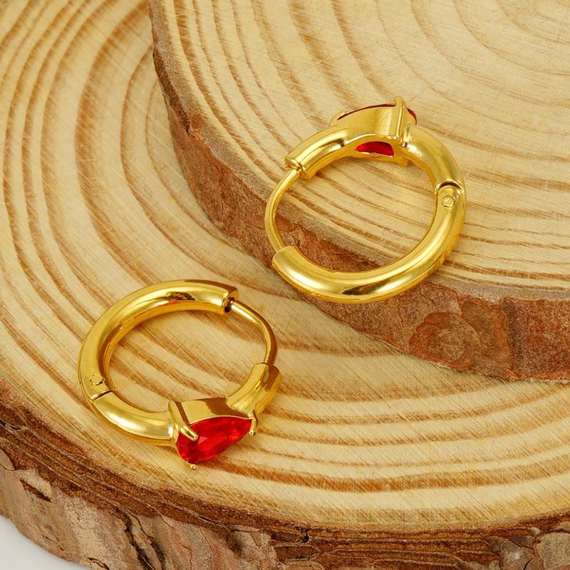 European & American Fashion Luxury Zirconia Water Drop Titanium Steel Hoop Earrings for Women