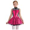 Girls Race Car Driver Costume Sequins Patchwork Mock Neck Sleeveless Front Zipper Rhinestone Waist Ring Puffy Dress
