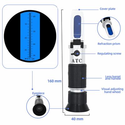 28-62% Sugar Meter Brix Refractometer Handheld High Concentration ATC Densimeter For Beer Wine Juice Brix Measurement