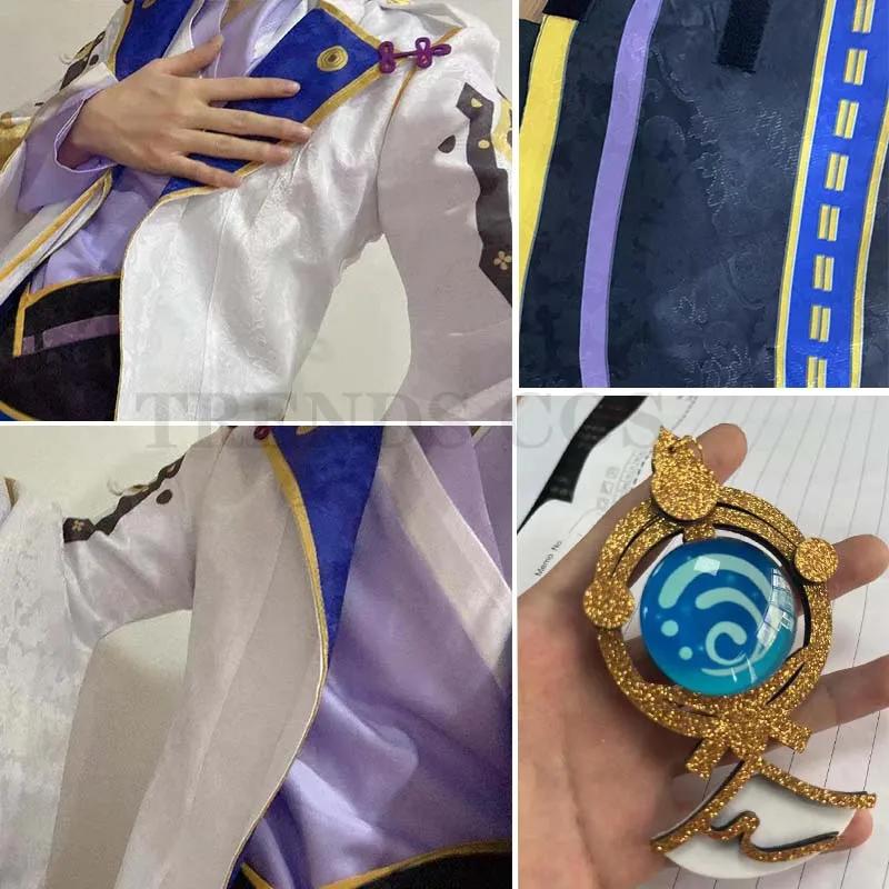 Jacquard Fabric Kamisato Ayato Cosplay Costume Game Suit Full Set Deluxe Halloween Outfits Wig for Men Comic Con