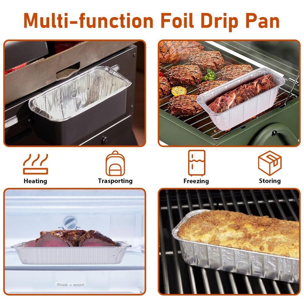 30/50Pcs Heavy Duty Grease Tray Liner Aluminum Drip Pans Disposable Aluminum Foil Box  Kitchen Prep