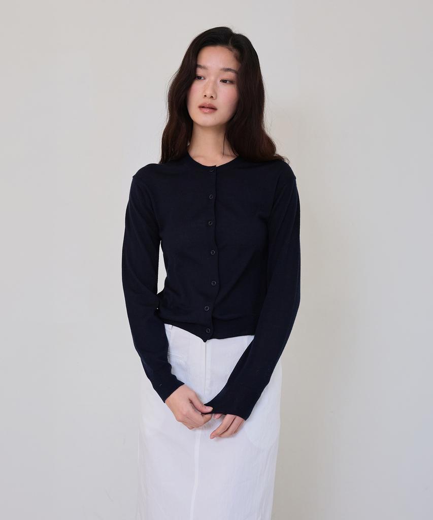 THEELO Shawl Collar Knit Cardigan (Navy)
