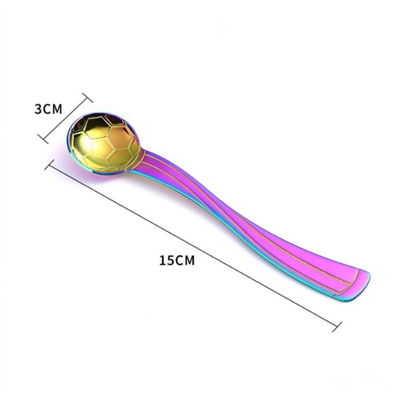 1/6Pcs Football Pattern Coffee Dessert Spoon Long Handle Stirring Spoons Stainless Steel Small Spoon Kitchen Accessorie