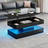 Living Room Table Modern Coffee with LED Light And Hidden Storage Space, Side Hydraulic Lift, 100x50x42cm, 50kg Load Capacity Rectangle