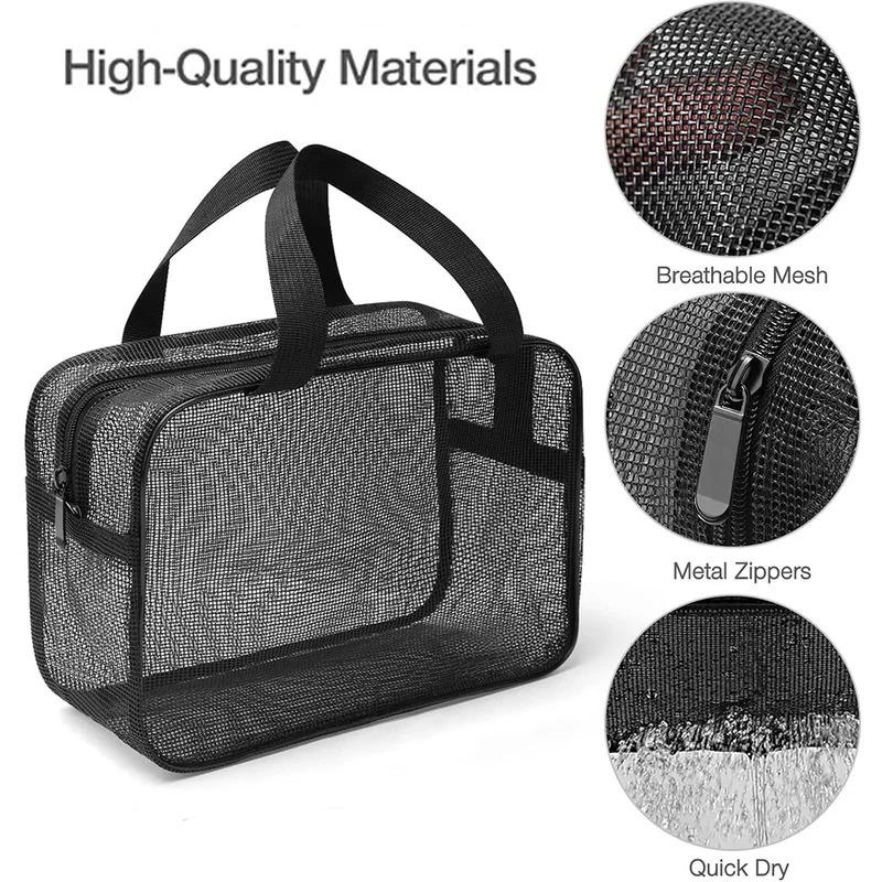 Woman Mesh Shower Caddy Tote Bag Cosmetic Storage Bag Multifunctional Shower Bag Large Capacity Portable Toiletry Organizer Fitness Swimming Handbag