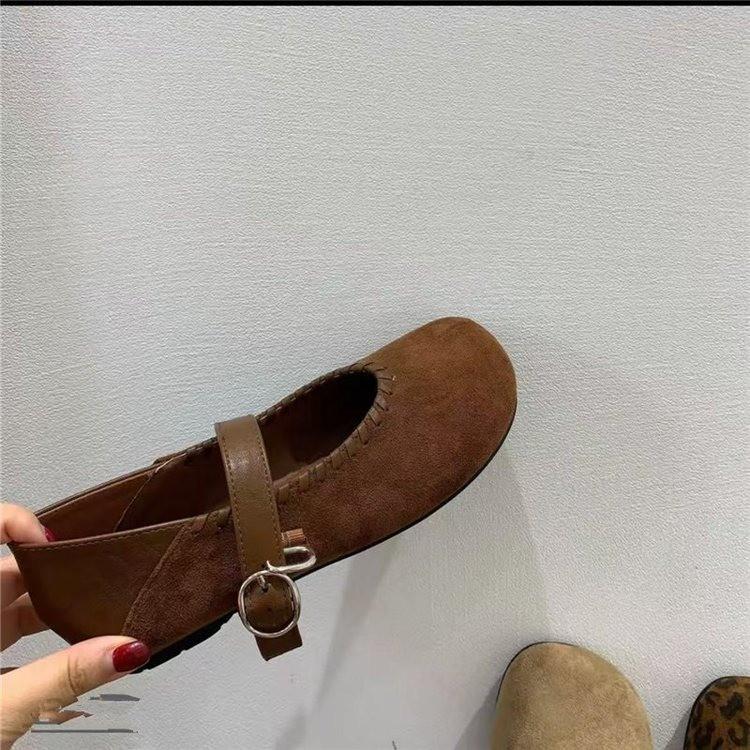 Fashion 2025 Spring New Women Ballet Flats Summer Shallow Mouth Loafers Shoe Luxury Ladies Round Toe Buckle Dress Shoes Zapatos De Mujer