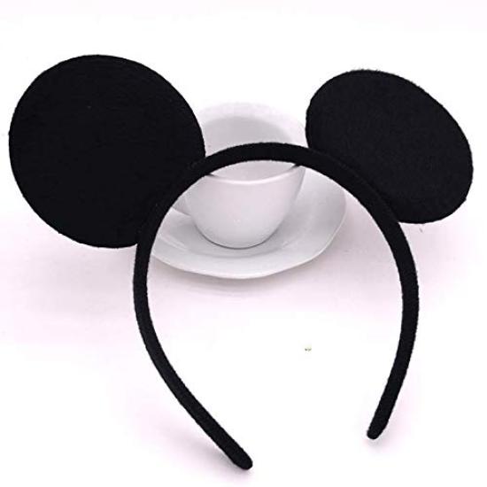Set of 24 Mickey and Minnie Mouse Costume Deluxe Fabric Ear Headbands in White Polka Perfect for Boys and Girls Birthday Baby Shower and Halloween