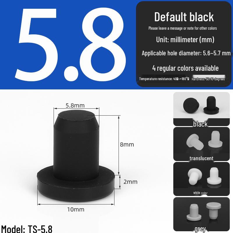 Black High-Temperature Resistant T-Shaped Silicone Stopper - Round Hole Rubber Gasket & Shock-Absorbing Blind Plug