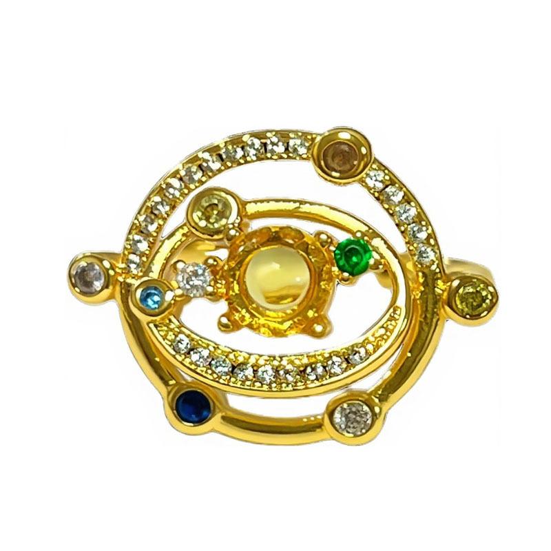 Retro Flower Planet Colored Diamond National Style New Chinese Magpie Temperament Open Ring Exquisite High-end Niche Ring