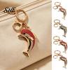 Bag Charm Accessory Keychain Pendant, Sparkling Rhinestones Dolphin Shape Keychain, Electroplated Surface Versatile Color Key Holder with Ring