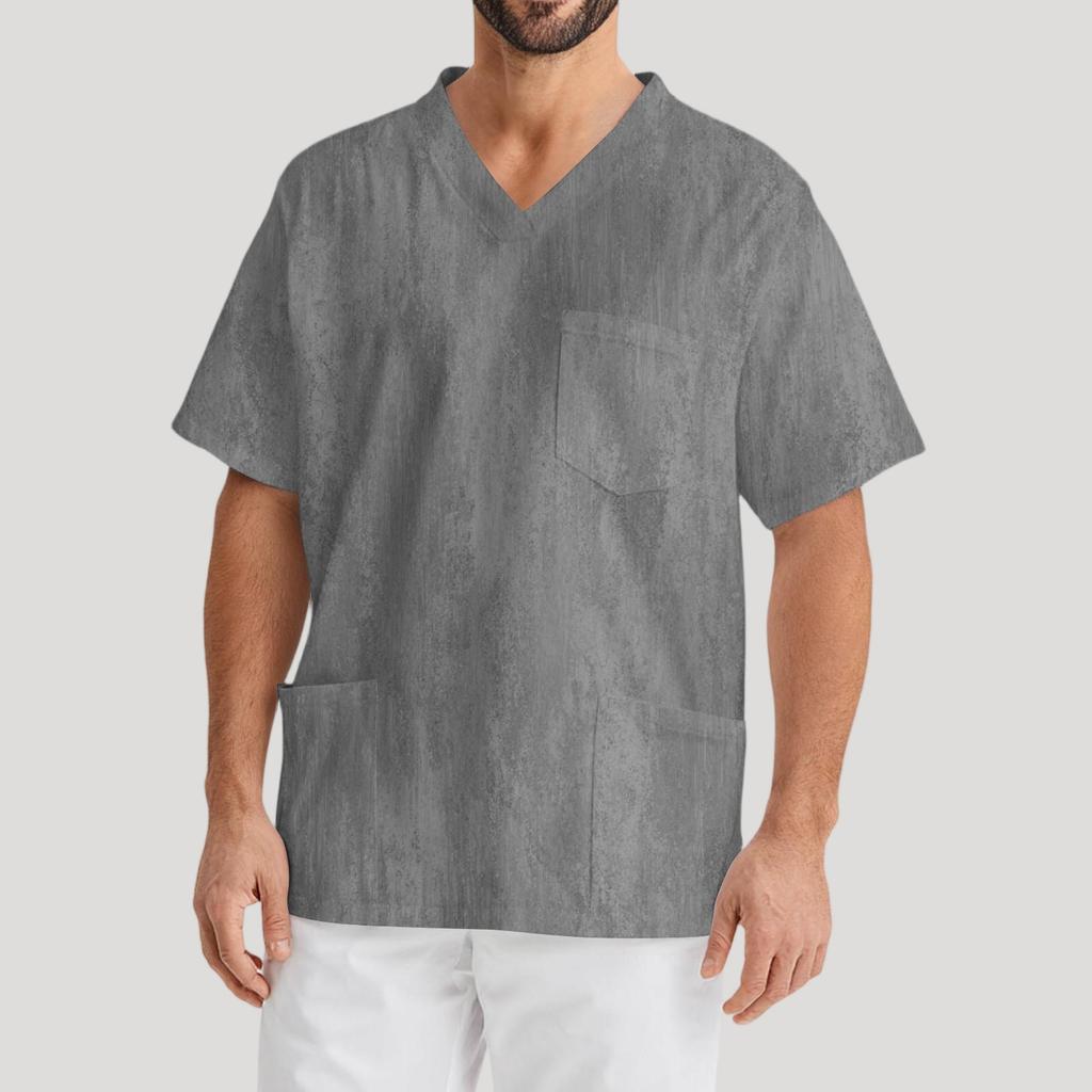 Pánská pracovní halenka s krátkým rukávem a výstřihem do V na hrudi