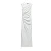 Spring New Arrival French Style Slim-Fit Evening Dress Round Neck Sleeveless Ruched Decoration Midi Skirt Dress 8312478