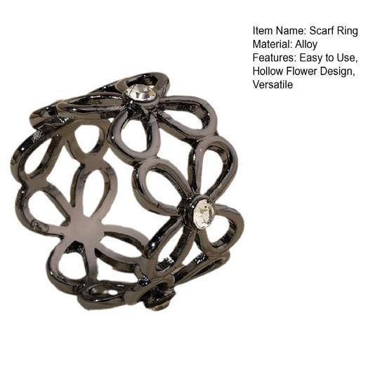 Hollow Flower Scarf Ring Stylish Rhinestone Scarf Slide Ring Elegant Silk Scarf Ring for Women Shirts Shawls Neckerchiefs