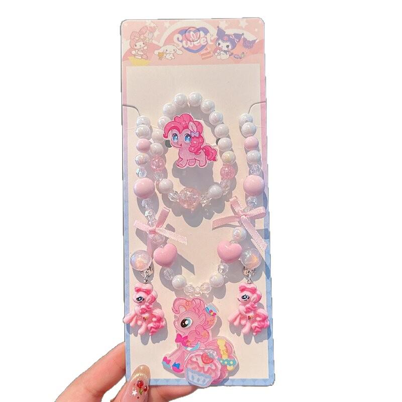 Kuromi Cartoon Jewelry Set: Necklace, Earrings, Ring for Kids & Girls
