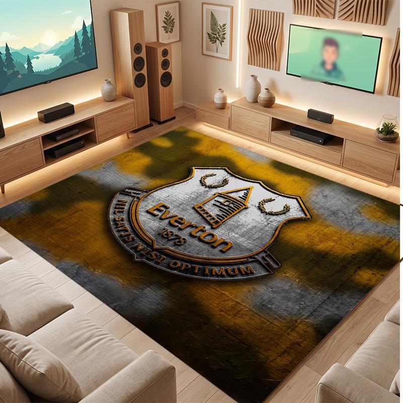 Tappeto in Velluto di Cristallo con Stampa Calcio Everton, Comodo Assorbente d'Acqua Antiscivolo Tappeto per Pavimenti Interni