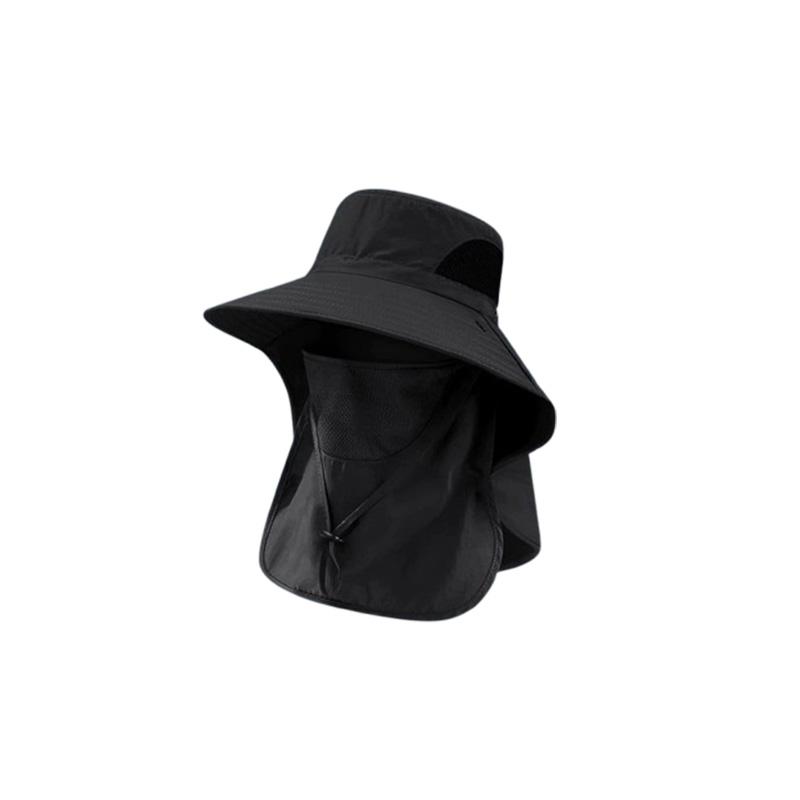 Sun protection hat, outdoor fisherman's hat, detachable face mask, quick-drying hat, large brim hiking hat