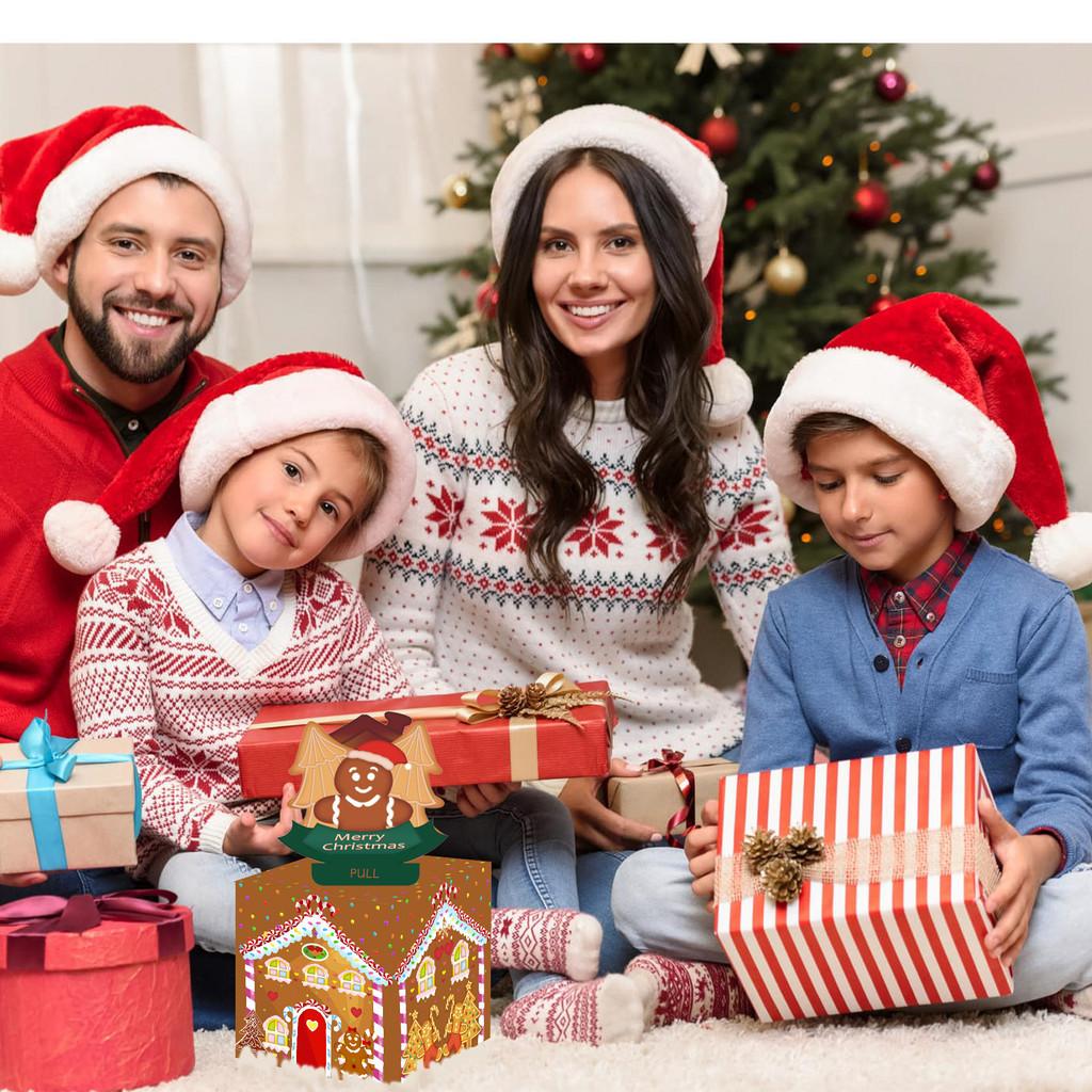 Man Gingerbread House Pattern Paper Money Box Christmas Theme Party Decor Props