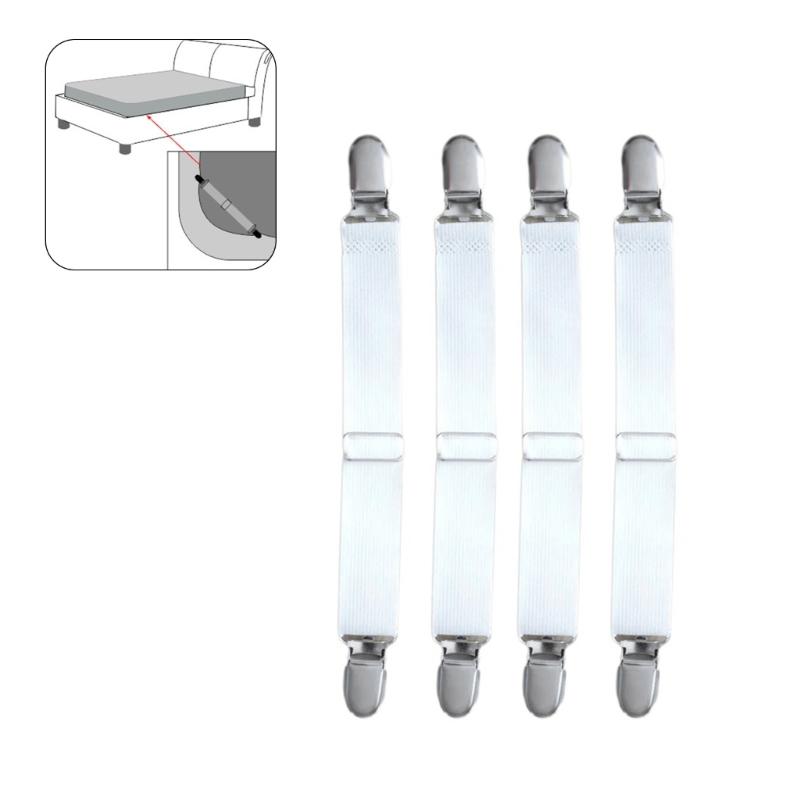 4pcs/set Adjustables Bed Sheet Fasteners Strap Elastics Mattress Cover Corner Holder Clip Grippers Suspenders Cord Decors