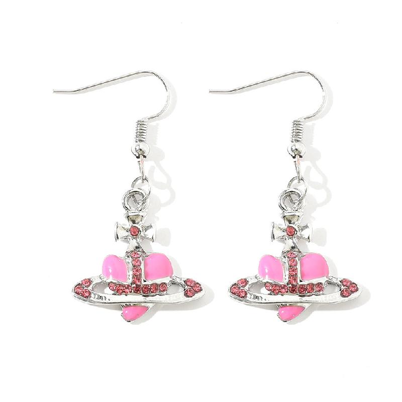 1 Pair Of Classic Punk Style Alloy Silver Plated Oil Drop Saturn Pendant Fashion Jewelry