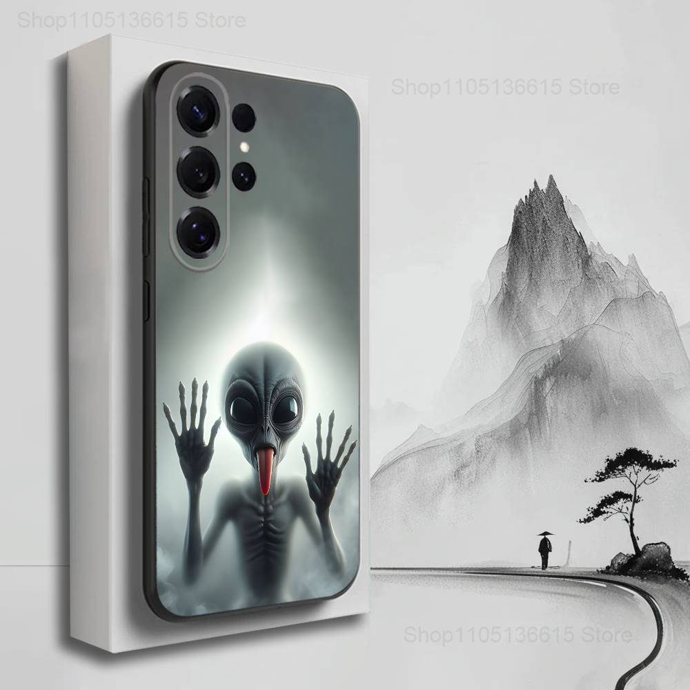 Singular Space UFO Alien For Samsung S9,S10,S20,S10,S21,S25,S24,S23,Ultra,FE,Plus,Lite,Soft Silicone Black Case