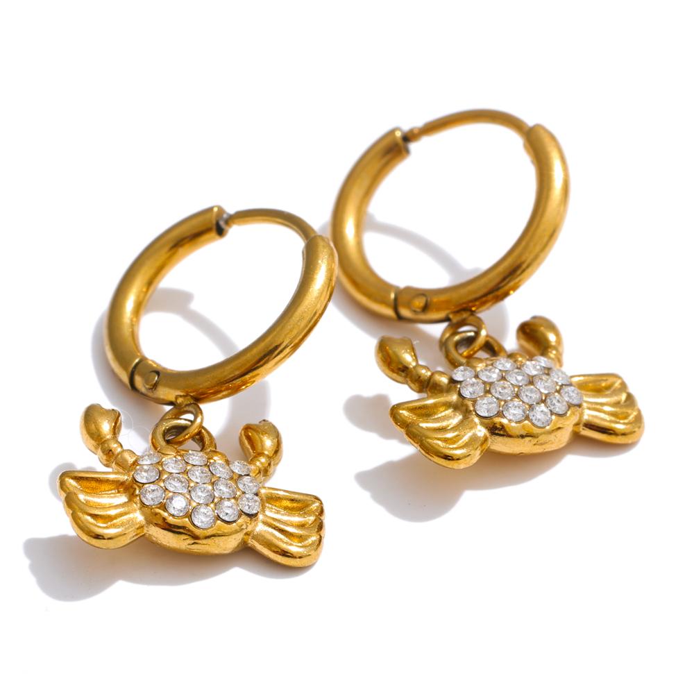 

Yhpup Waterproof Ocean Starfish Crab Octopus Drop Hoop Earrings High Quality Bling Cubic Zirconia Summer Daily Fashion Jewelry