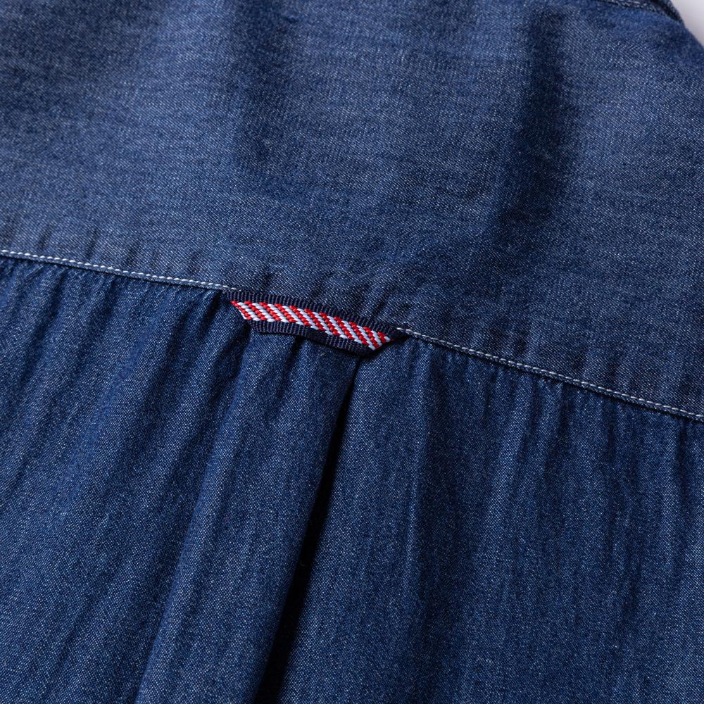 Herren Freizeit-Jeanshemd mit zwei Taschen und langen Ärmeln, normale Passform, bequem, weich, 100 % Baumwolle, gewaschen, langlebig, Jeans-Freizeithemden