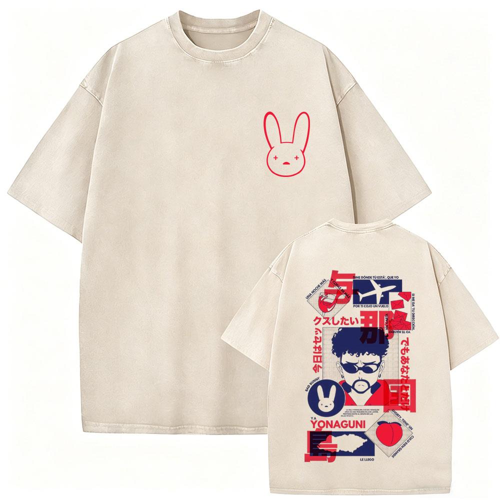 

Rapper Bad Bunny Vintage Washed Tshirt Debi Tirar Mas Fotos DTMF World Tour T Shirts Men Women Fashion Hip Hop Tshirts S