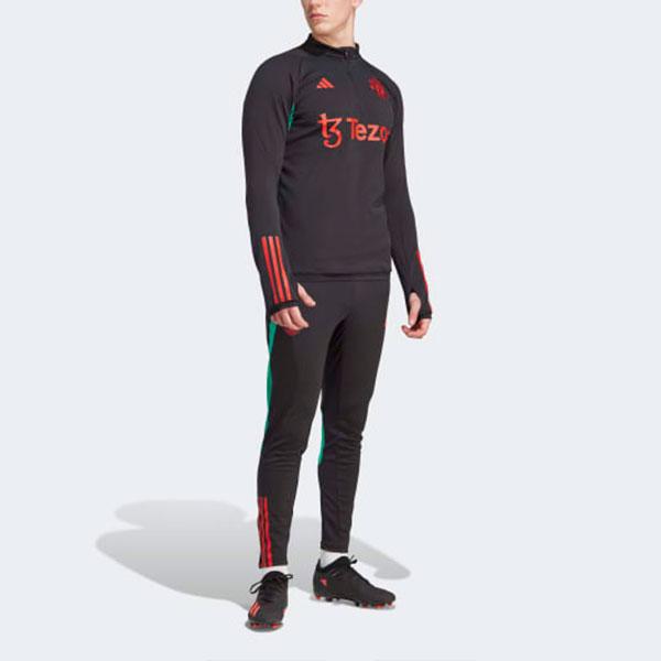 adidas Manchester United Tiro 23 Letter Logo Print Stand Collar Pullover Sweatshirt Men Sweatshirt Black IA7293
