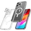 Coque pour iphone 15 avec anneau magnétique, antichoc transparent rigide + protection verre trempé caméra arrière