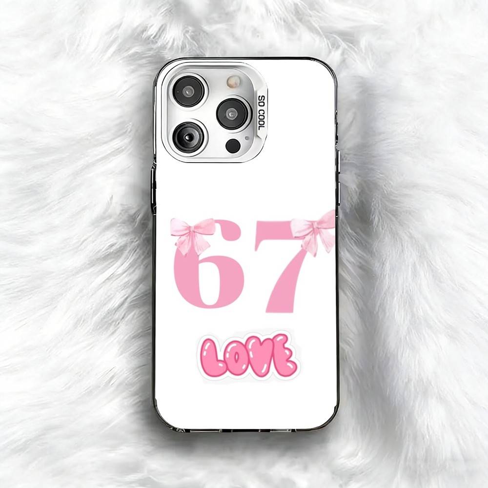 67 S-Six S-Seven S-Style  Phone Case For iPhone 16 17 15 14 12 13 Pro Max Black Color Shockproof Cover iPhone17promax
