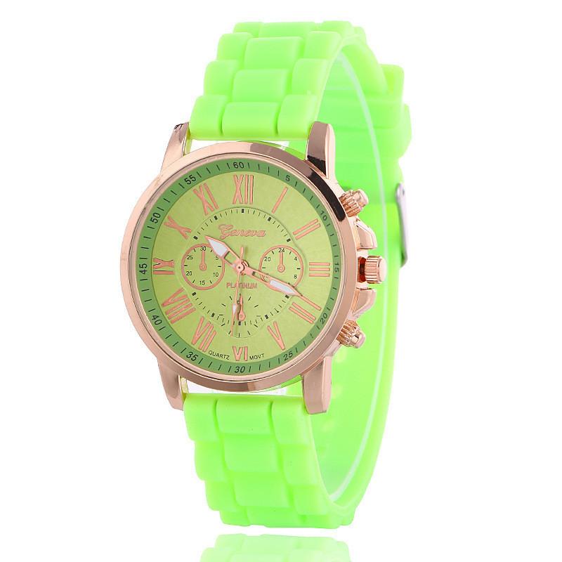 Silicone Case Ladies Quartz Watch With World Time Function For Fashion Students