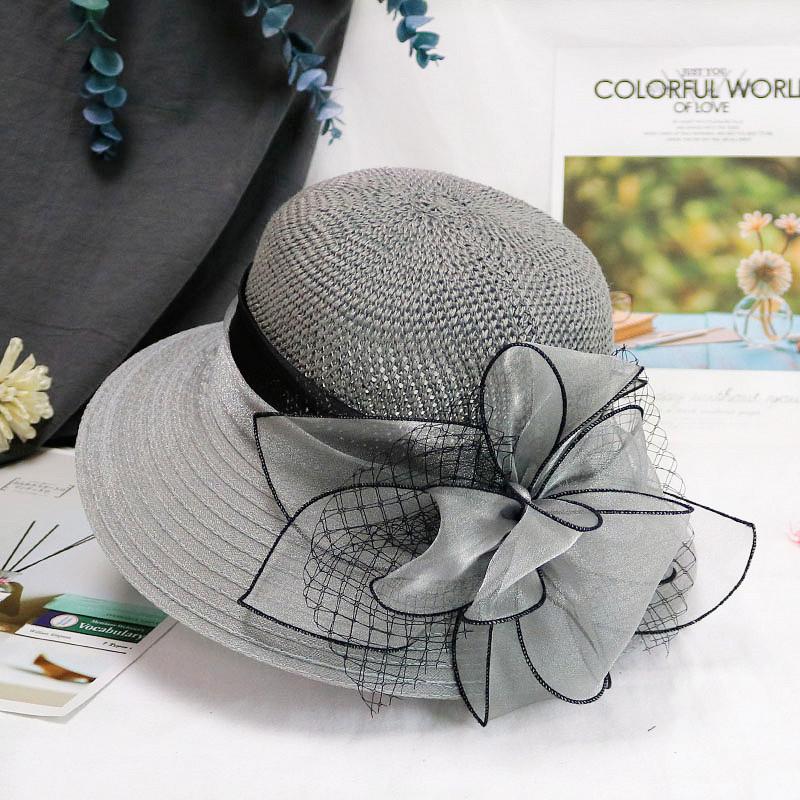 Summer Hats for Women Organza Flower Mesh Sunshade Hat Vacation Beach Hat Wide Brimmed Sun Hat Sun Protection Sombreros De Mujer
