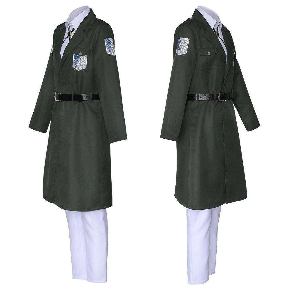Anime AOT Cosplay Levi Costume Shingek No Kyojin Scouting Legion Soldier Coat Trench Jacket Uniform Halloween Outfits