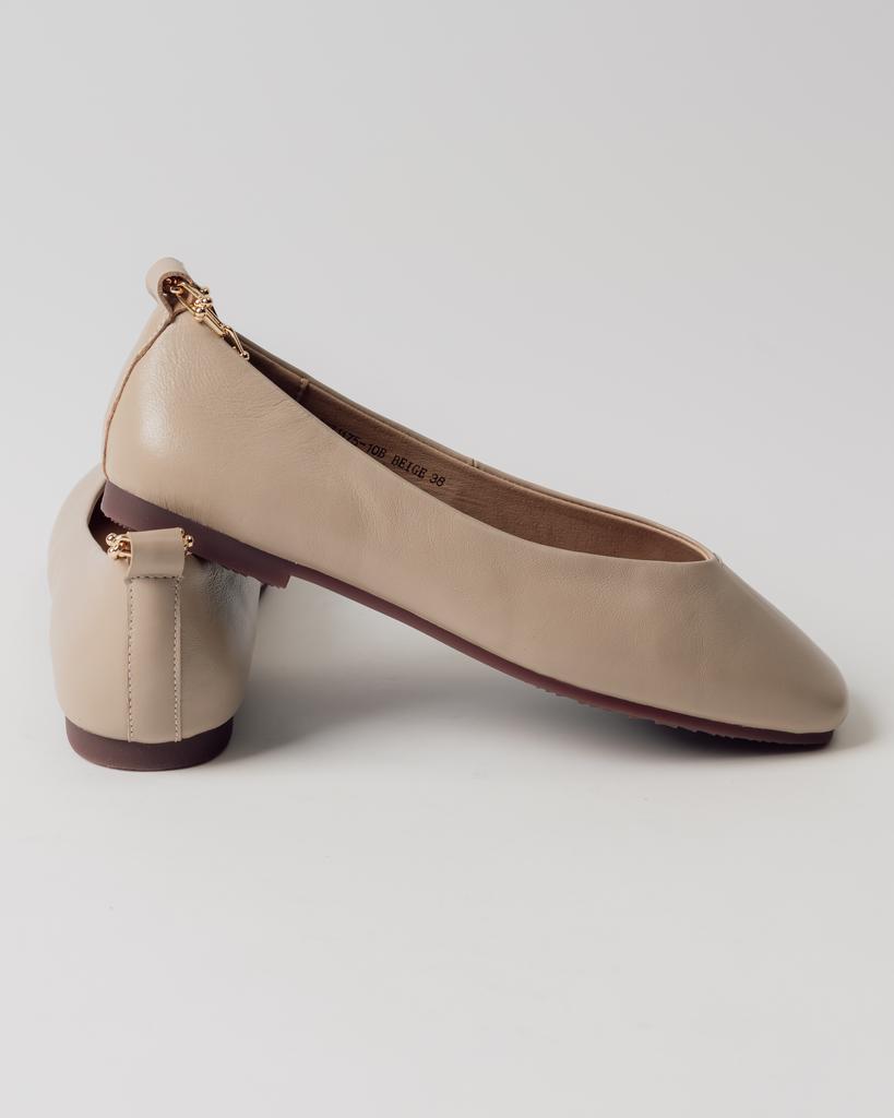 Ballet Flats with Chain Anna Lucci 19641 36 Beige Leather