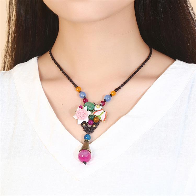 Original Handmade Ethnic Style Agate Short Necklace Femininity Retro Versatile Collarbone Chain Simple Classical Accessories