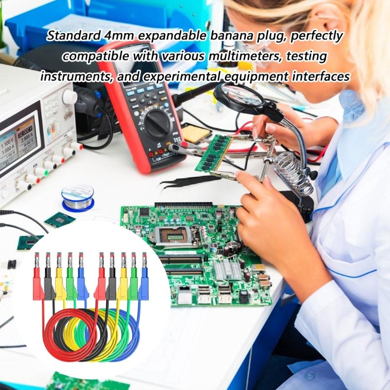 Adjustable 4mm Banana To Banana Test Probes Cables Wire Cord With 1000V Rating And Silicone Insulation for Multimeters