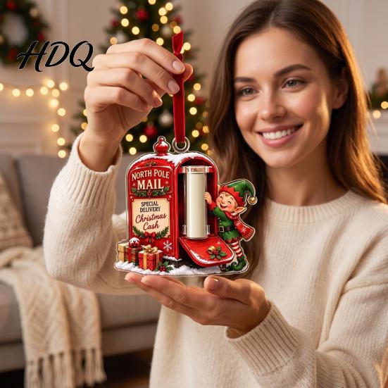 DIY Holiday Cash Gift Money Present Christmas Acrylic Holder Ornament Clear for Cash Funny Back
