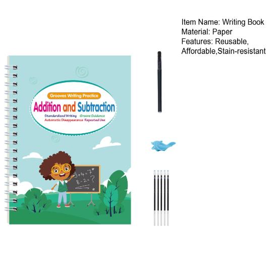 Writing Practice Book for Kids Reusable Preschool Workbooks English Grooved Copybook Early Learning Handwriting Kit for Ages 3-8