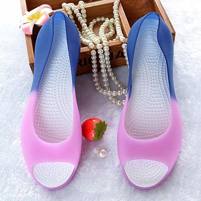 New Sandals for Women Summer Crystal Plastic Fish Mouth Jelly Shoes Flat Bottom Slope Heel Non Slip Beach Shoes