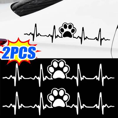 Auto Aufkleber Hund Pfote Herzschlag Motorrad Körper Dekoration Aufkleber Persönlichkeit Elektrokardiogramm Cartoon Tier Pfotenabdruck Aufkleber