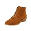 New Women's Boots Autumn and Winter Small Short Boots Solid Color Suede Pointed Lace-up Square Heel Martin Boots
