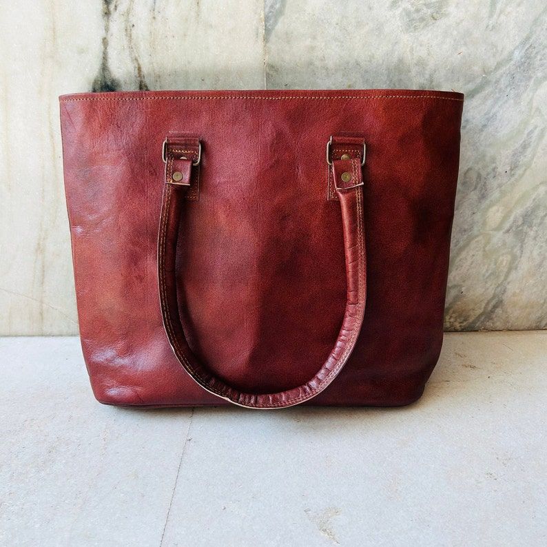 Premium Leather Hand Crafted Front Pocket Tote Bag for Women