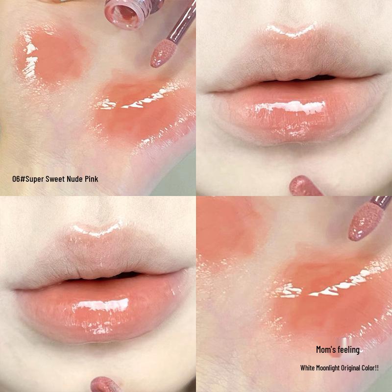 CACE Moisturizing Pink Plump Lips Lip Gloss: Cold Brew Wind Chime Mirror Finish, Watery Light, Non-Sticky.