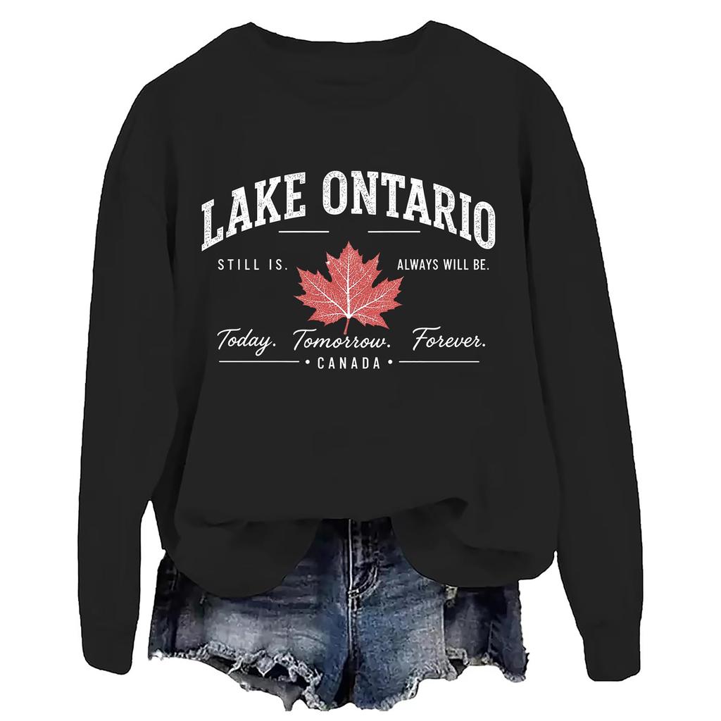 Men's and Women's Matching Fashion Casual Letter-Printed Round-neck Pullover with Long Sleeves